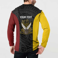 Personalised PNG Western Province Button Sweatshirt Bird of Paradise Tattoo Flag Motif - Polynesian Pride