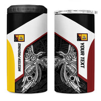 Personalised PNG Western Province 4 in 1 Can Cooler Tumbler Bird of Paradise Tattoo Flag Motif - Polynesian Pride