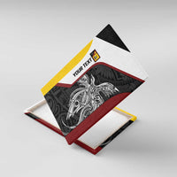 Personalised PNG Western Province Canvas Wall Art Bird of Paradise Tattoo Flag Motif LT9 With Frame Red - Polynesian Pride