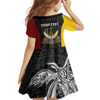 Personalised PNG Western Province Family Matching Long Sleeve Bodycon Dress and Hawaiian Shirt Bird of Paradise Tattoo Flag Motif LT9 - Polynesian Pride