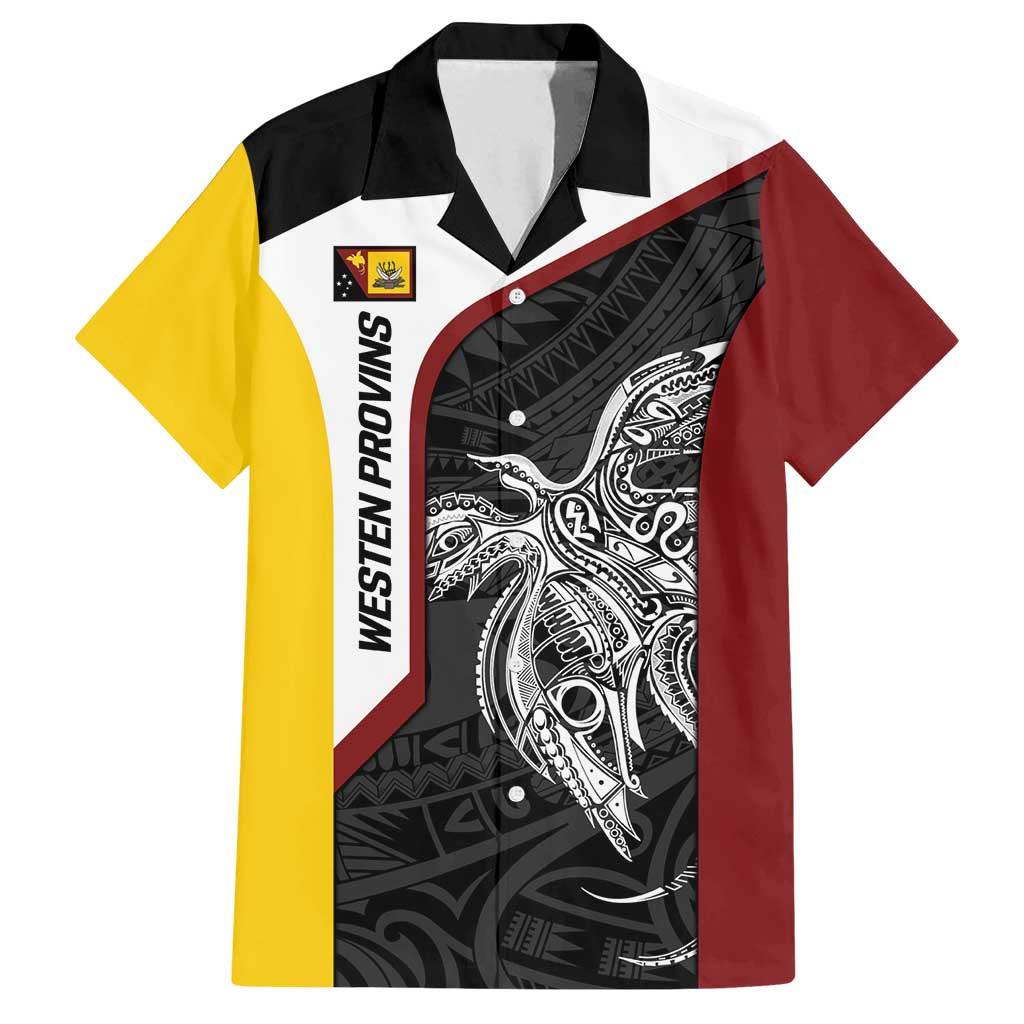 Personalised PNG Western Province Family Matching Long Sleeve Bodycon Dress and Hawaiian Shirt Bird of Paradise Tattoo Flag Motif LT9 Dad's Shirt - Short Sleeve Red - Polynesian Pride
