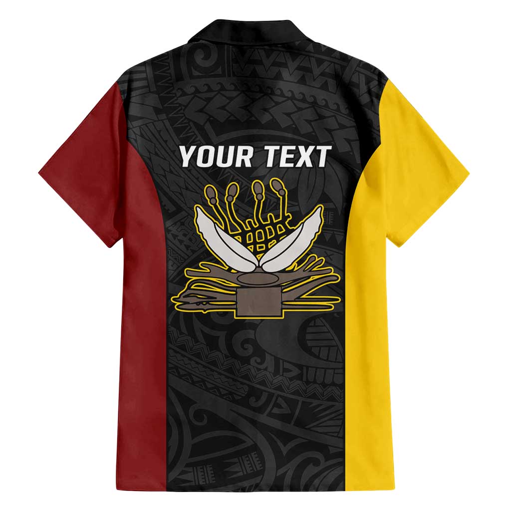 Personalised PNG Western Province Family Matching Off Shoulder Short Dress and Hawaiian Shirt Bird of Paradise Tattoo Flag Motif - Polynesian Pride