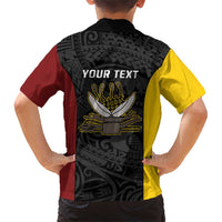 Personalised PNG Western Province Family Matching Short Sleeve Bodycon Dress and Hawaiian Shirt Bird of Paradise Tattoo Flag Motif LT9 - Polynesian Pride