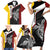 Personalised PNG Western Province Family Matching Short Sleeve Bodycon Dress and Hawaiian Shirt Bird of Paradise Tattoo Flag Motif - Polynesian Pride