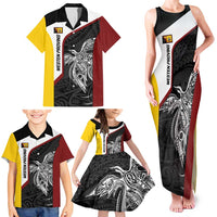 Personalised PNG Western Province Family Matching Tank Maxi Dress and Hawaiian Shirt Bird of Paradise Tattoo Flag Motif - Polynesian Pride