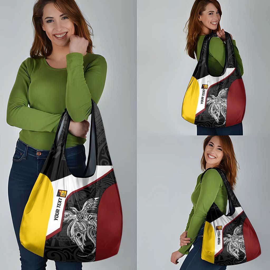 Personalised PNG Western Province Grocery Bag Bird of Paradise Tattoo Flag Motif - Polynesian Pride