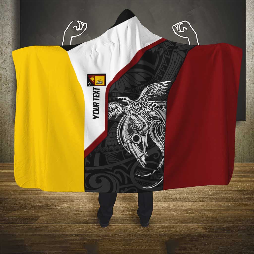 Personalised PNG Western Province Hooded Blanket Bird of Paradise Tattoo Flag Motif - Polynesian Pride