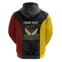 Personalised PNG Western Province Hoodie Bird of Paradise Tattoo Flag Motif - Polynesian Pride