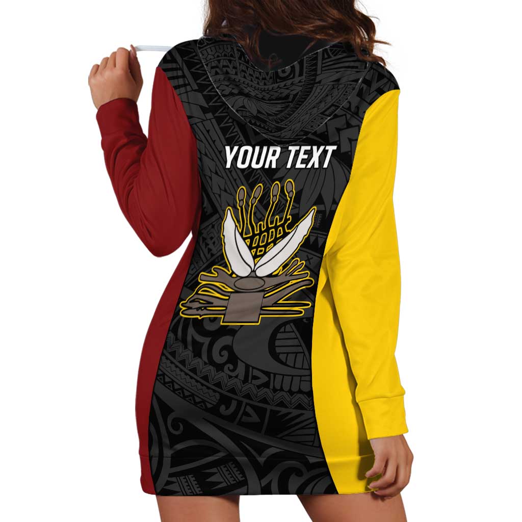 Personalised PNG Western Province Hoodie Dress Bird of Paradise Tattoo Flag Motif - Polynesian Pride