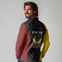 Personalised PNG Western Province Long Sleeve Polo Shirt Bird of Paradise Tattoo Flag Motif - Polynesian Pride