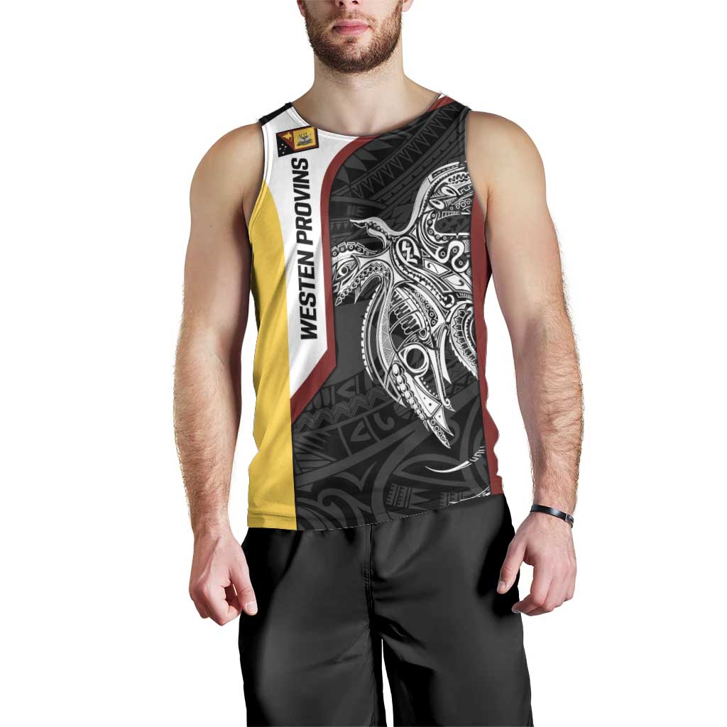 Personalised PNG Western Province Men Tank Top Bird of Paradise Tattoo Flag Motif LT9 - Polynesian Pride