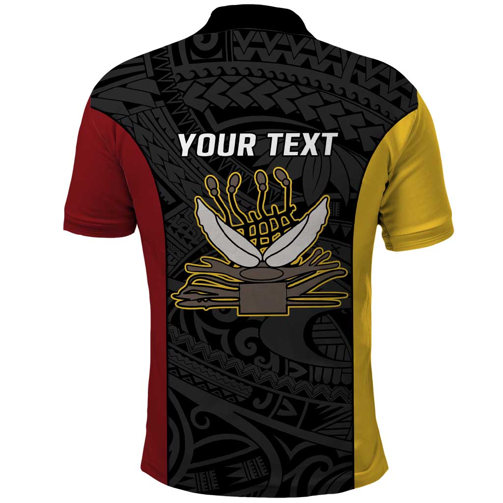 Personalised PNG Western Province Polo Shirt Bird of Paradise Tattoo Flag Motif - Polynesian Pride