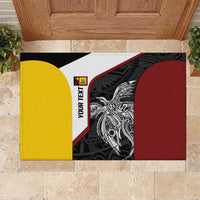 Personalised PNG Western Province Rubber Doormat Bird of Paradise Tattoo Flag Motif - Polynesian Pride