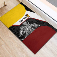 Personalised PNG Western Province Rubber Doormat Bird of Paradise Tattoo Flag Motif - Polynesian Pride