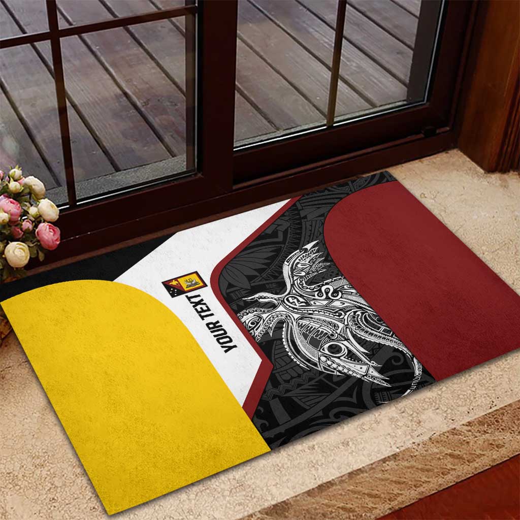 Personalised PNG Western Province Rubber Doormat Bird of Paradise Tattoo Flag Motif - Polynesian Pride