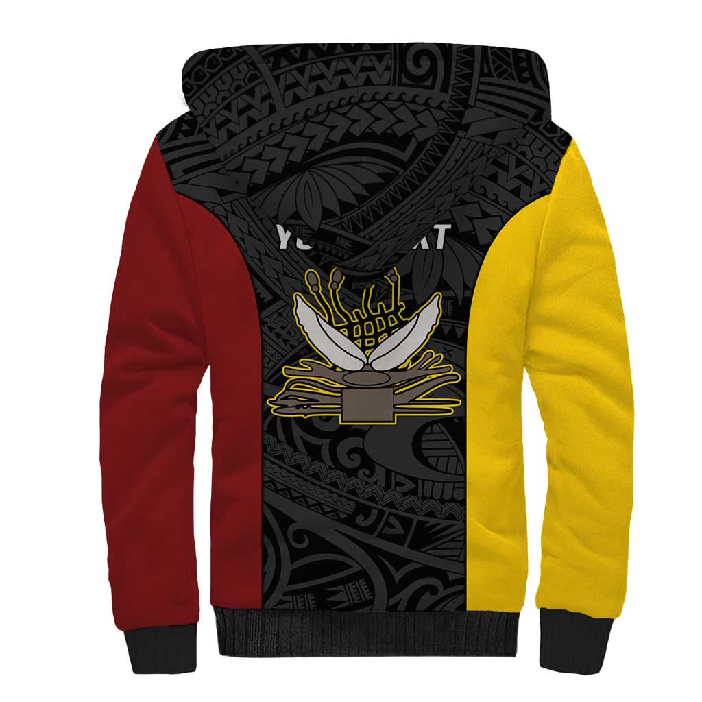 Personalised PNG Western Province Sherpa Hoodie Bird of Paradise Tattoo Flag Motif - Polynesian Pride