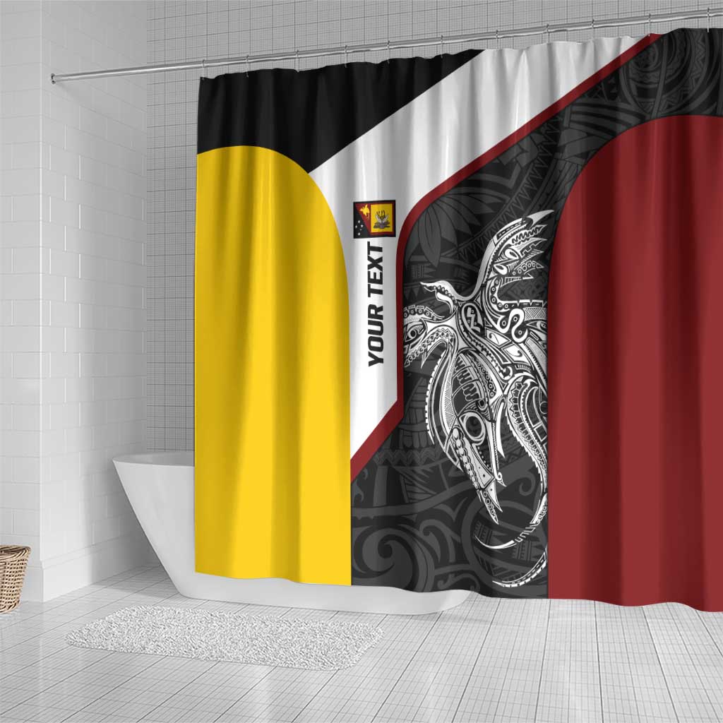 Personalised PNG Western Province Shower Curtain Bird of Paradise Tattoo Flag Motif - Polynesian Pride