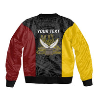 Personalised PNG Western Province Sleeve Zip Bomber Jacket Bird of Paradise Tattoo Flag Motif LT9 - Polynesian Pride
