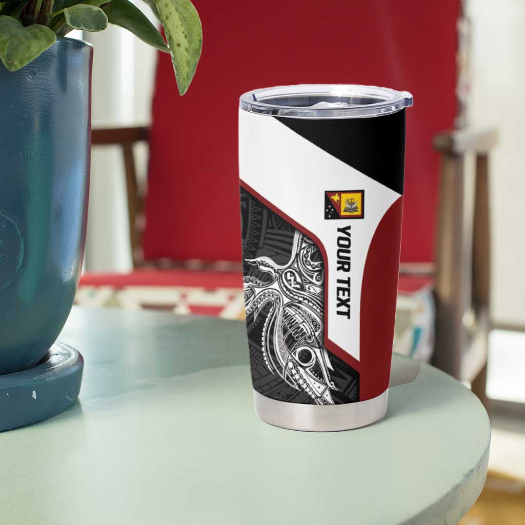 Personalised PNG Western Province Tumbler Cup Bird of Paradise Tattoo Flag Motif - Polynesian Pride