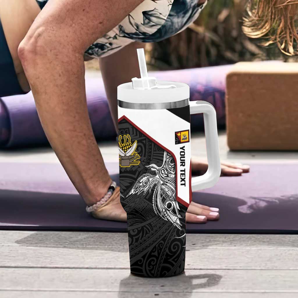 Personalised PNG Western Province Tumbler With Handle Bird of Paradise Tattoo Flag Motif - Polynesian Pride