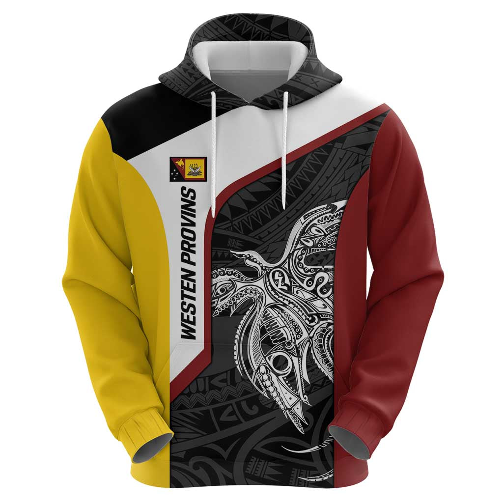 Personalised PNG Western Province Zip Hoodie Bird of Paradise Tattoo Flag Motif LT9 - Polynesian Pride