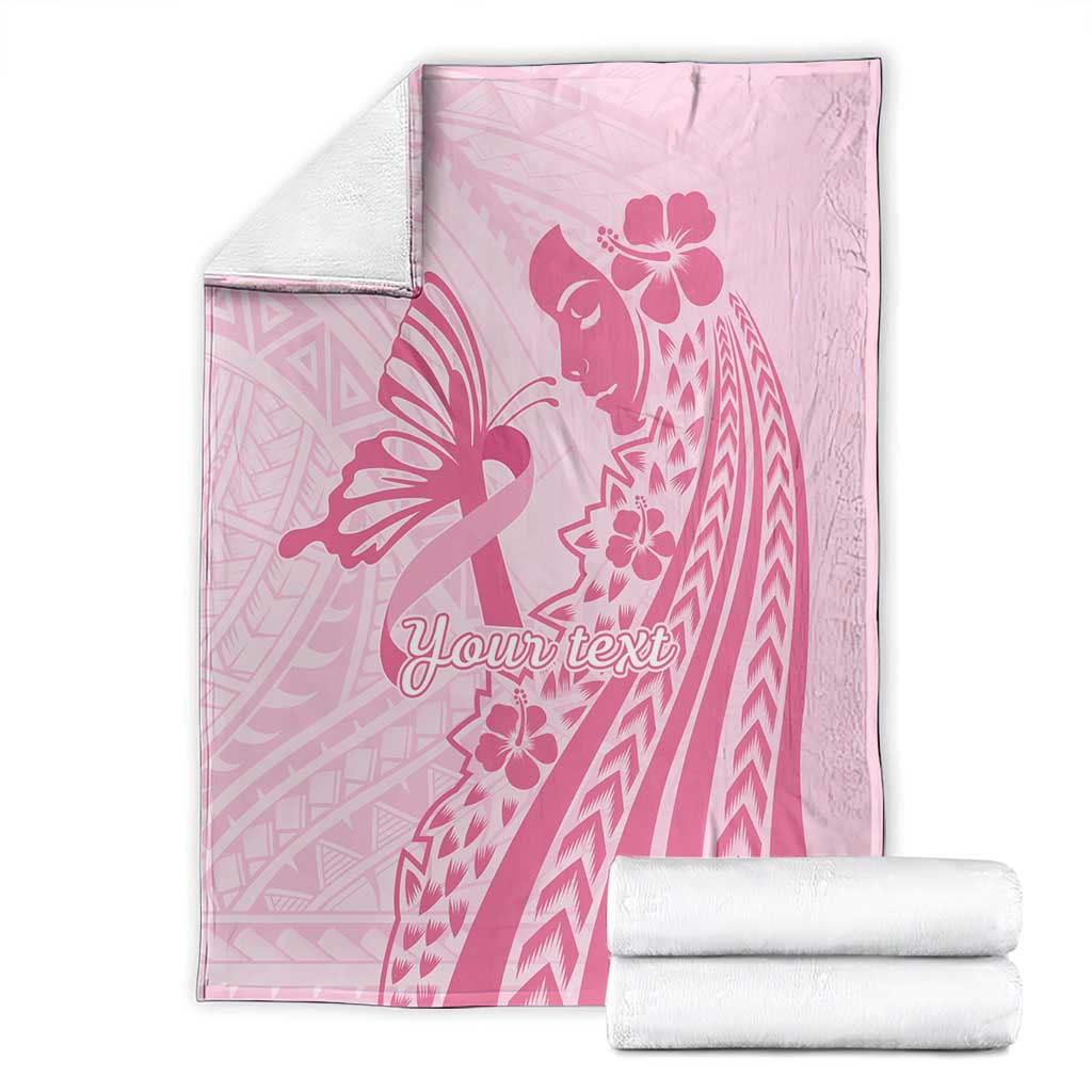 Pacific Girl and Butterfly Cancer Ribbon Personalised Blanket