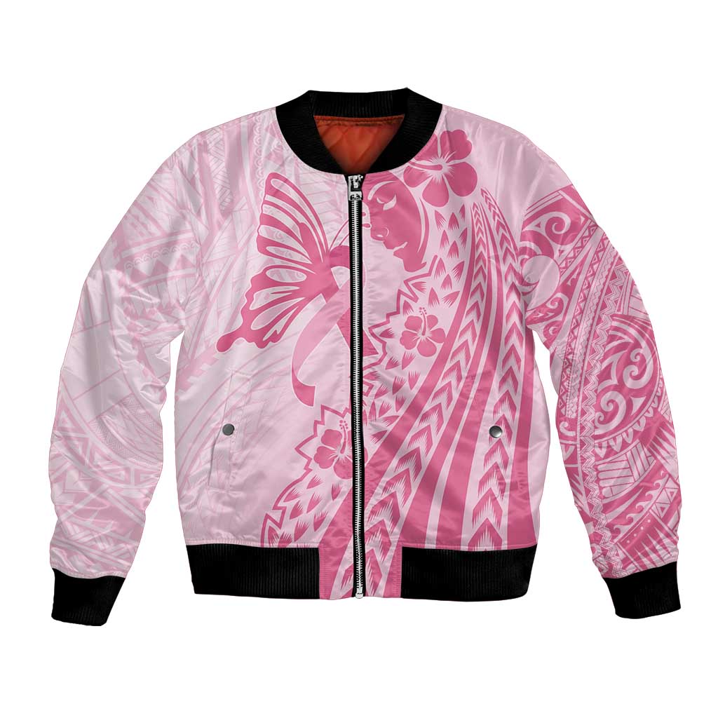 Pacific Girl and Butterfly Cancer Ribbon Personalised Bomber Jacket