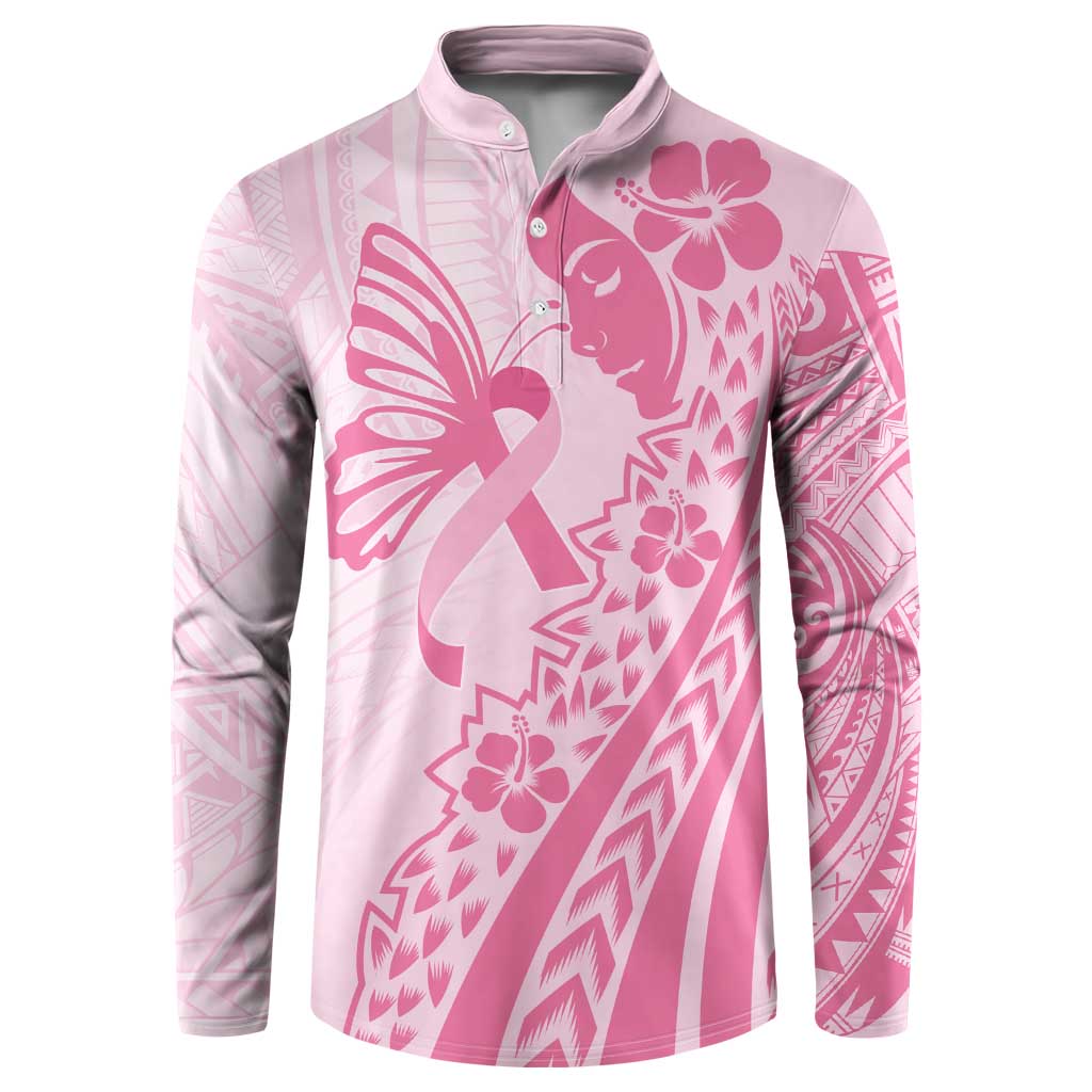Pacific Girl and Butterfly Cancer Ribbon Personalised Button Sweatshirt