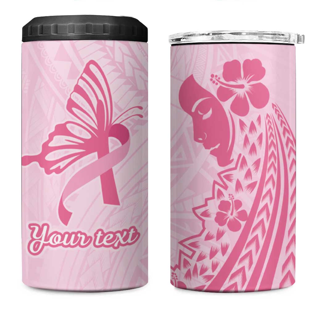 Pacific Girl and Butterfly Cancer Ribbon Personalised 4 in 1 Can Cooler Tumbler