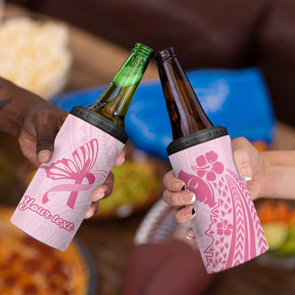 Pacific Girl and Butterfly Cancer Ribbon Personalised 4 in 1 Can Cooler Tumbler