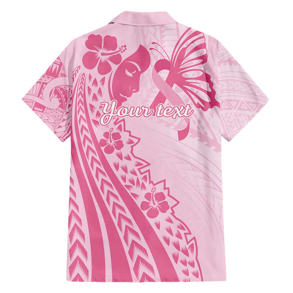 Pacific Girl and Butterfly Cancer Ribbon Personalised Family Matching Short Sleeve Bodycon Dress and Hawaiian Shirt LT9 - Polynesian Pride