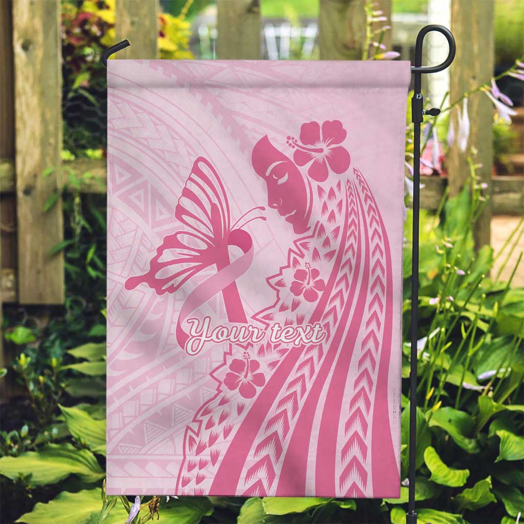 Pacific Girl and Butterfly Cancer Ribbon Personalised Garden Flag