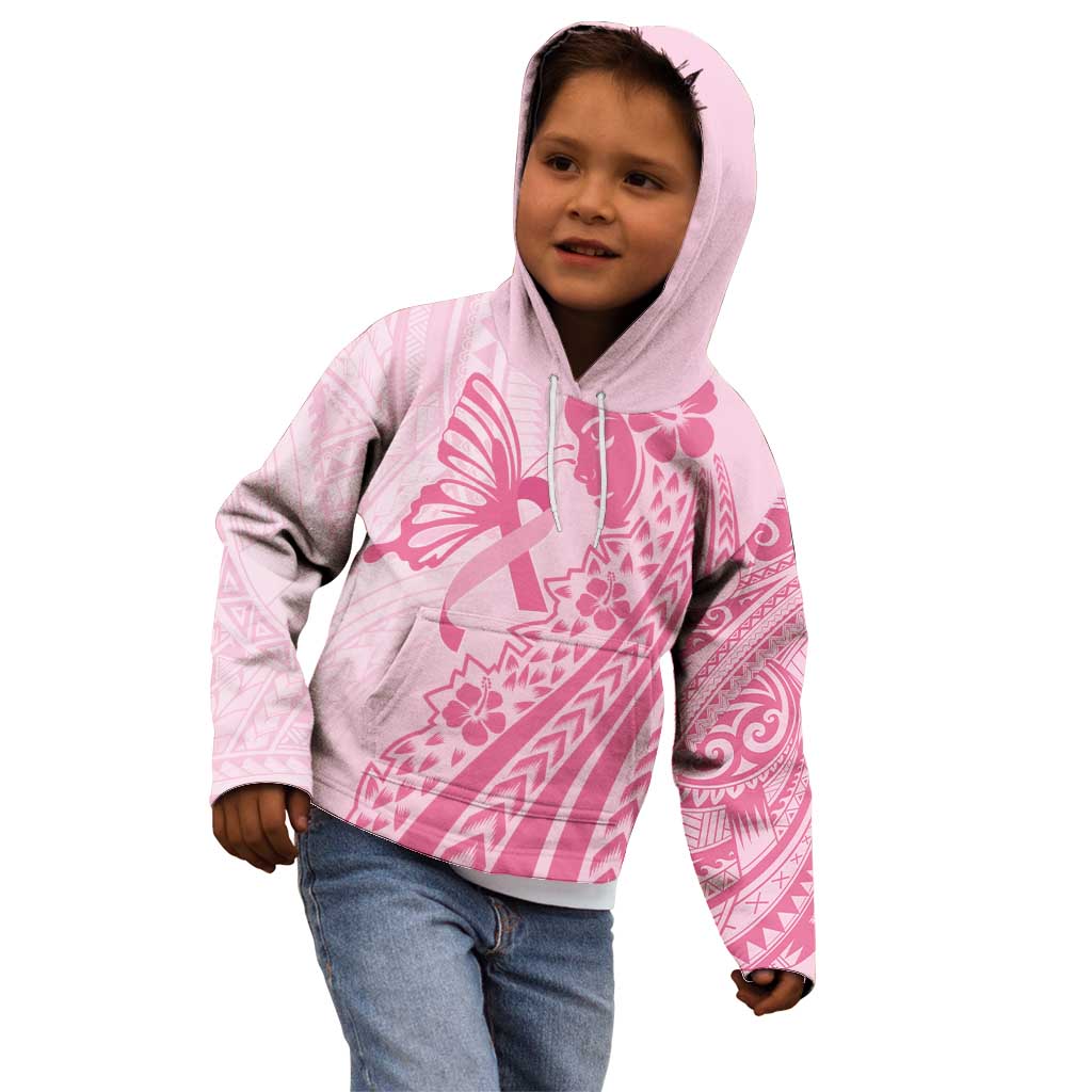 Pacific Girl and Butterfly Cancer Ribbon Personalised Kid Hoodie