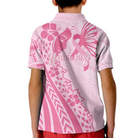 Pacific Girl and Butterfly Cancer Ribbon Personalised Kid Polo Shirt