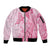 Pacific Girl and Butterfly Cancer Ribbon Personalised Sleeve Zip Bomber Jacket