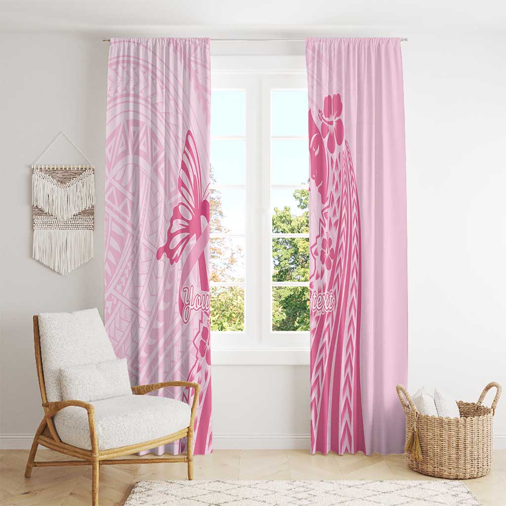 Pacific Girl and Butterfly Cancer Ribbon Personalised Window Curtain LT9 - Polynesian Pride