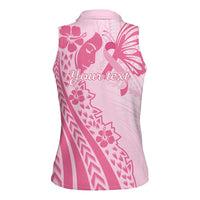 Pacific Girl and Butterfly Cancer Ribbon Personalised Women Sleeveless Polo Shirt