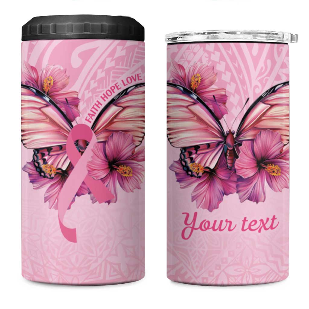 Faith Hope Love Butterfly Ribbon Personalised 4 in 1 Can Cooler Tumbler