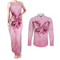 Faith Hope Love Butterfly Ribbon Personalised Couples Matching Tank Maxi Dress and Long Sleeve Button Shirt