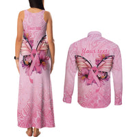Faith Hope Love Butterfly Ribbon Personalised Couples Matching Tank Maxi Dress and Long Sleeve Button Shirt