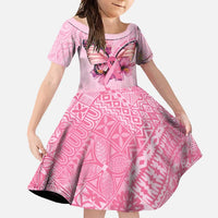 Faith Hope Love Butterfly Ribbon Personalised Family Matching Mermaid Dress and Hawaiian Shirt LT9 Daughter's Dress Pink - Polynesian Pride