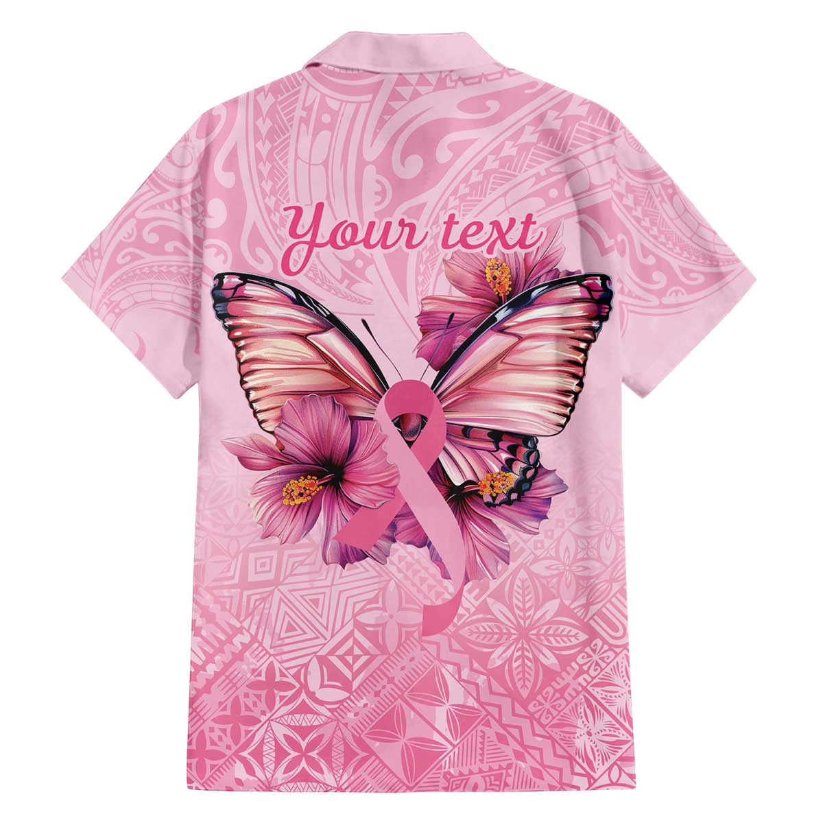 Faith Hope Love Butterfly Ribbon Personalised Family Matching Puletasi and Hawaiian Shirt LT9 - Polynesian Pride