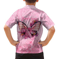 Faith Hope Love Butterfly Ribbon Personalised Family Matching Short Sleeve Bodycon Dress and Hawaiian Shirt LT9 - Polynesian Pride