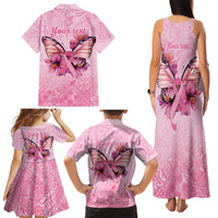 Faith Hope Love Butterfly Ribbon Personalised Family Matching Tank Maxi Dress and Hawaiian Shirt