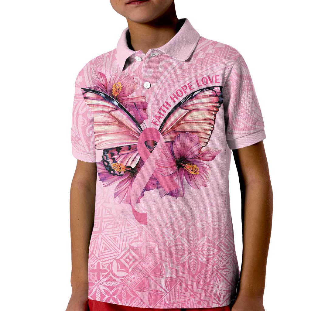 Faith Hope Love Butterfly Ribbon Personalised Kid Polo Shirt