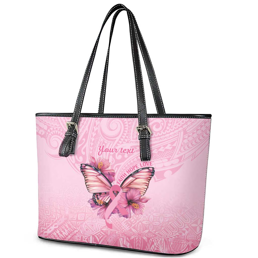 Faith Hope Love Butterfly Ribbon Personalised Leather Tote Bag