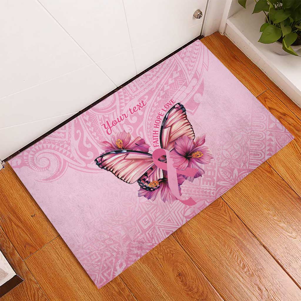Faith Hope Love Butterfly Ribbon Personalised Rubber Doormat