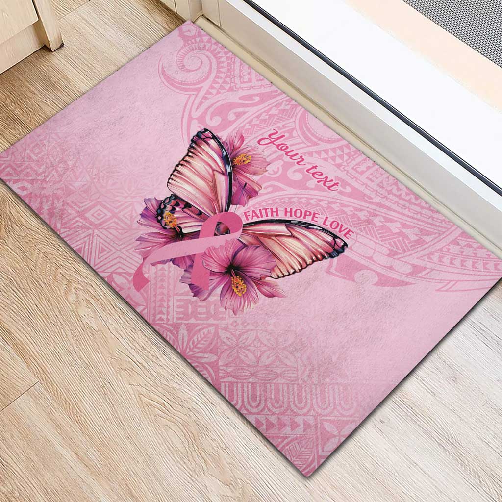Faith Hope Love Butterfly Ribbon Personalised Rubber Doormat