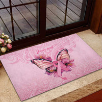 Faith Hope Love Butterfly Ribbon Personalised Rubber Doormat