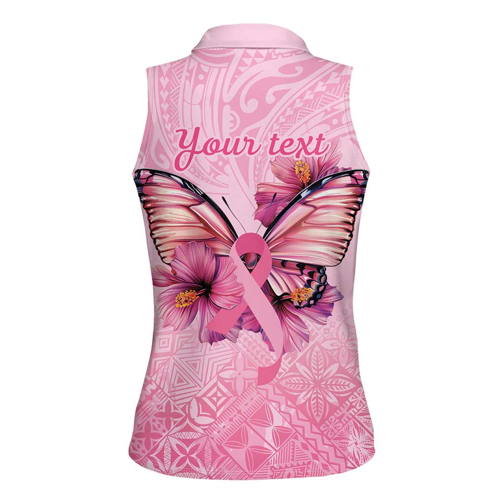 Faith Hope Love Butterfly Ribbon Personalised Women Sleeveless Polo Shirt
